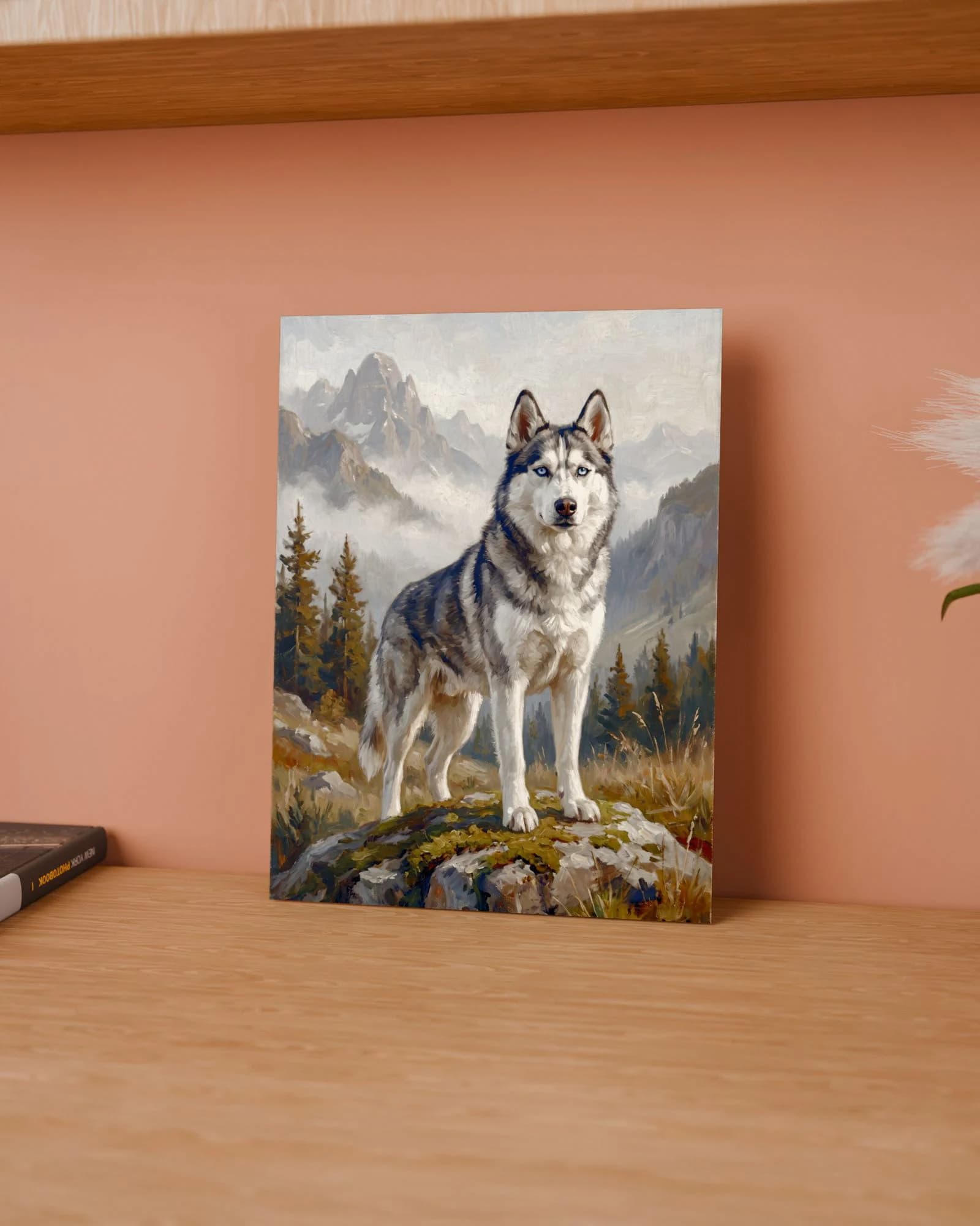 Kunstdruck 30 × 40 cm ohne Rahmen, auf dem Schreibtisch an die Wand gelehnt — Motiv „Der Wanderer“
