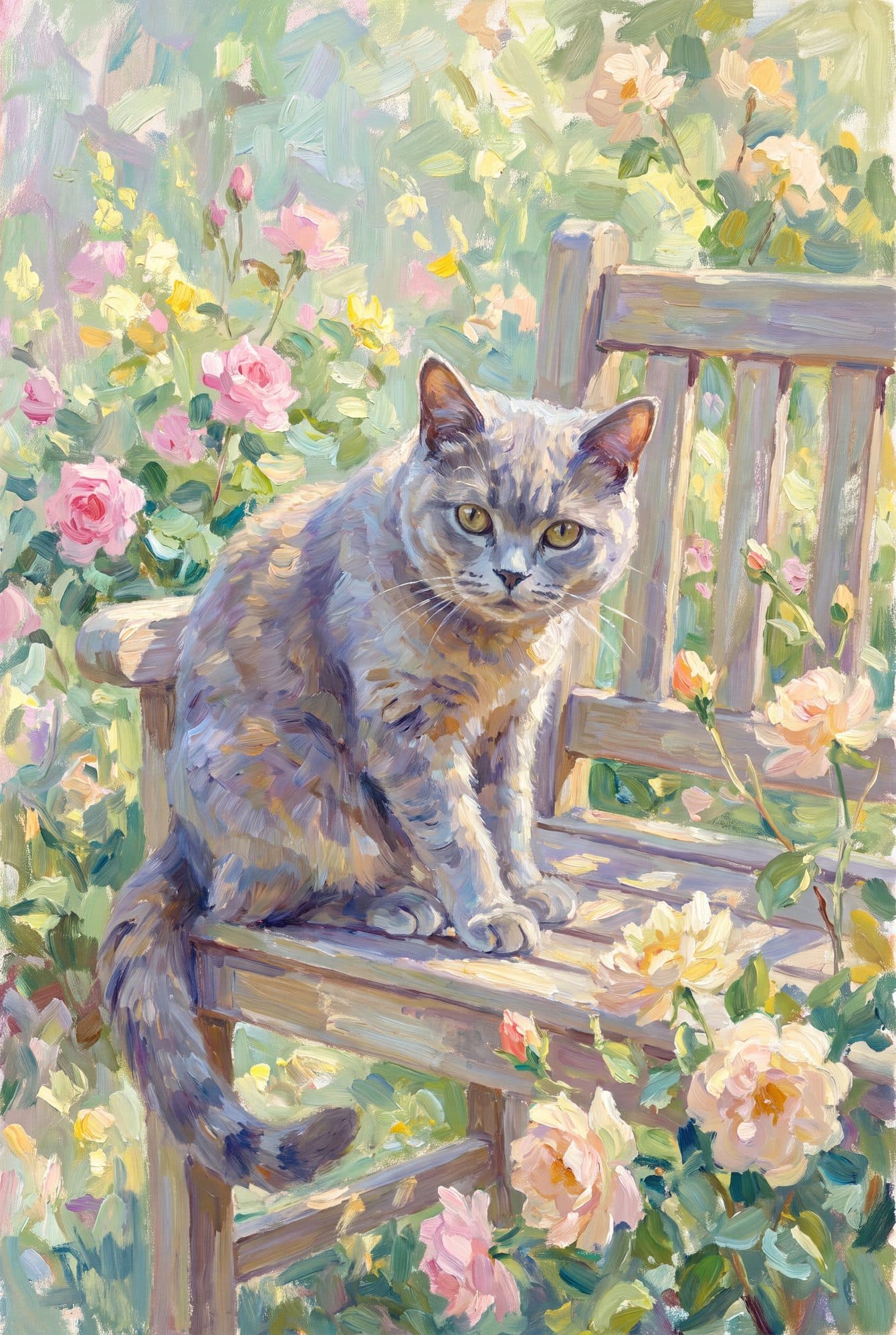 Katzenportrait im Impressionisten-Stil — Im Sommerlicht