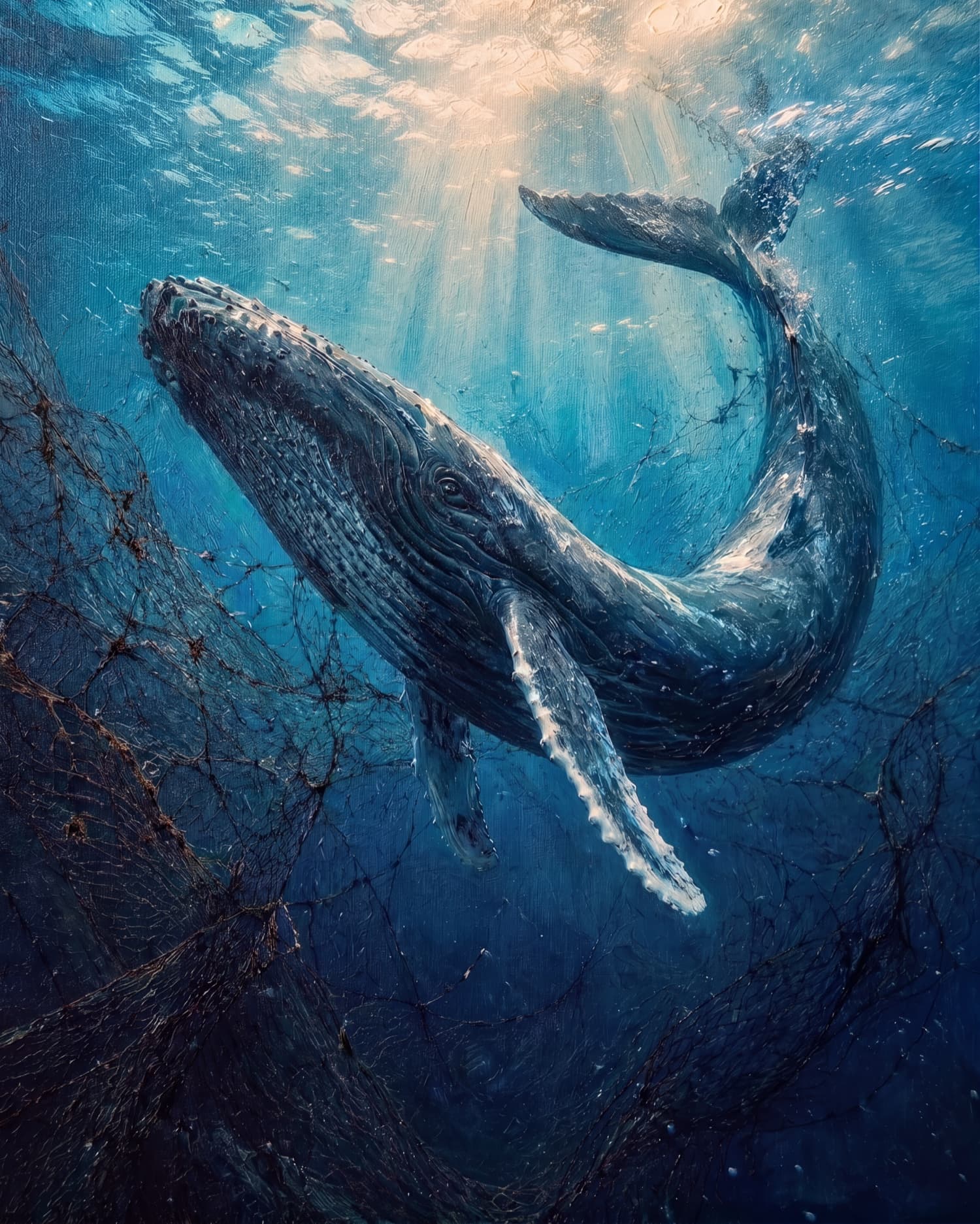 Buckelwal Timmy — Ölgemälde-Portrait